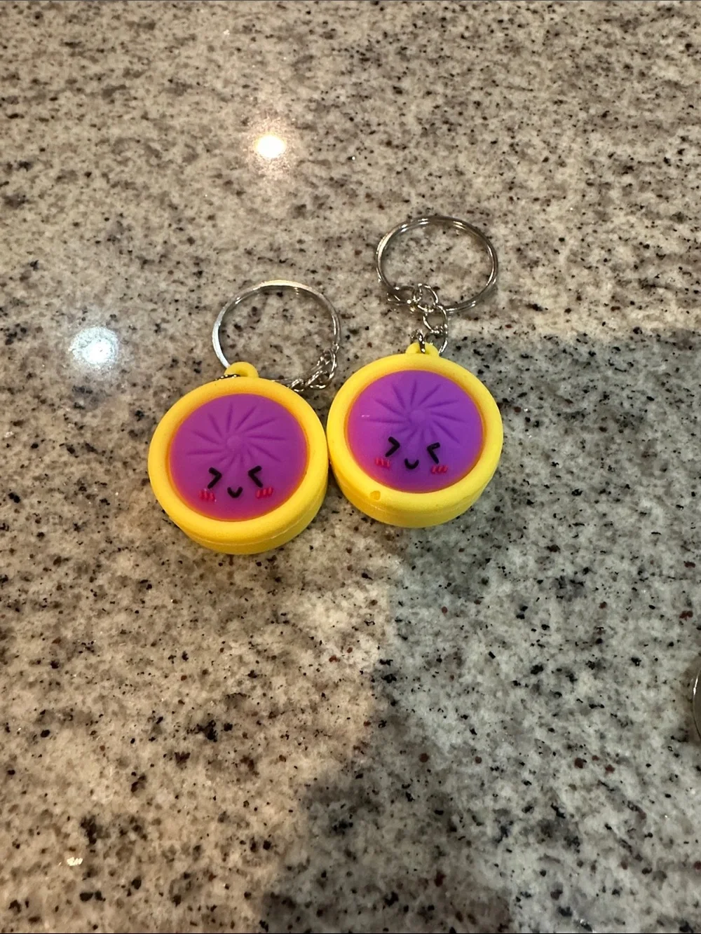 Cute Dumpling Keychains - Yellow Frame with Assorted Fruit Colors
